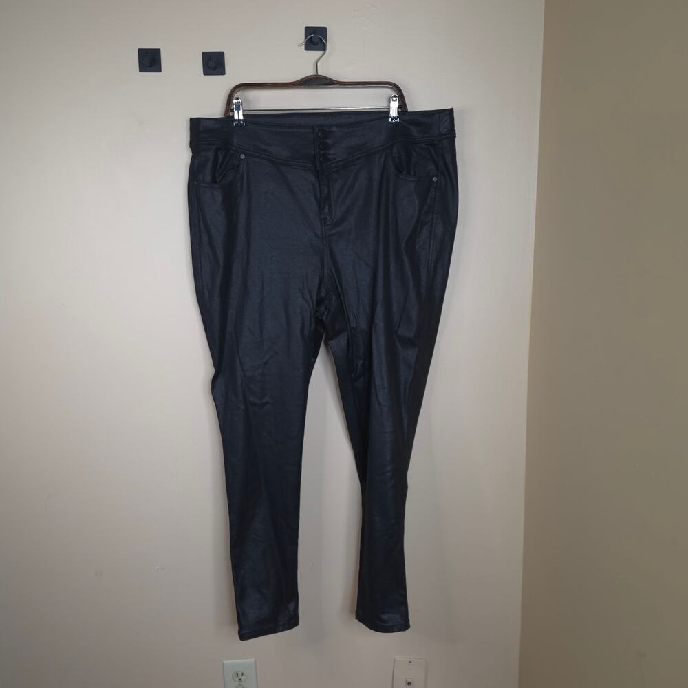 Lane Bryant High Rise Super Stretch Skinny Coated Jeans in Black Size 24